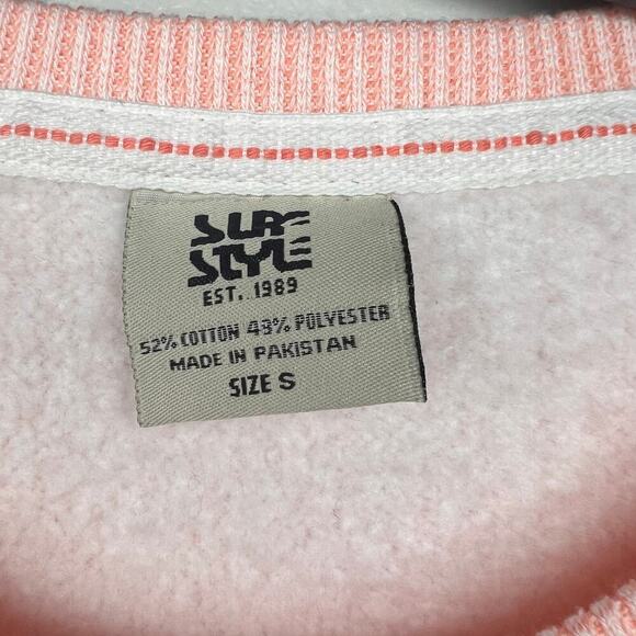 Surf Style Pink and Blue Crew Neck Sweatshirt Size Small Cozy Super Soft Coastal - Picture 4 of 10